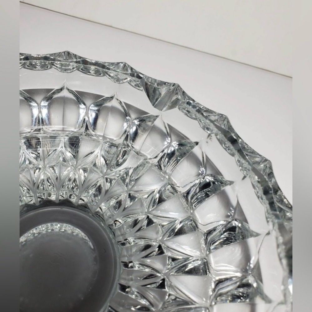 Vintage Heavy Cut Crystal Ashtray Catchall Bowl Retro Mid Century Decor - Picture 3 of 10